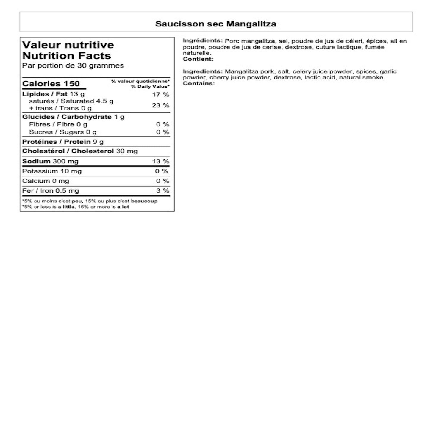 Saucisson Sec de Mangalitsa