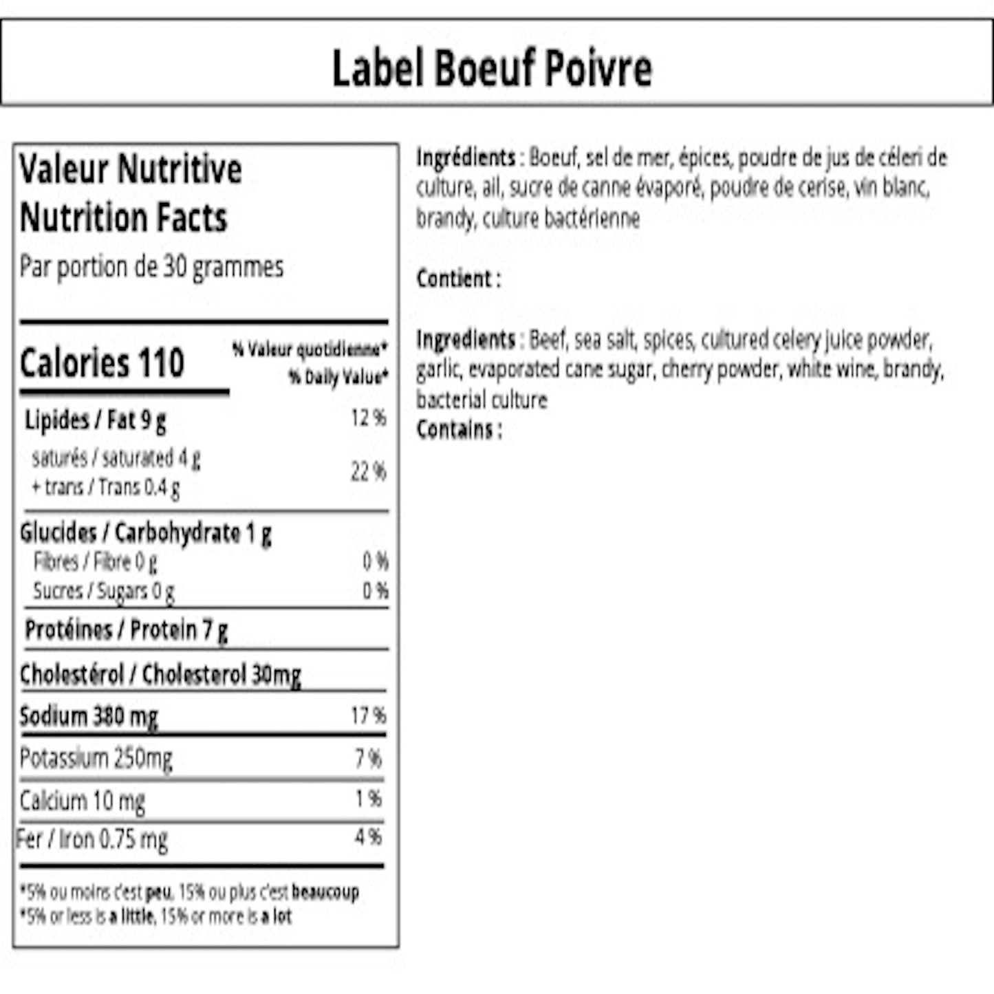 Saucisson sec de Boeuf: Poivre Doux