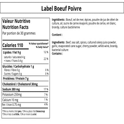 Saucisson sec de Boeuf: Poivre Doux