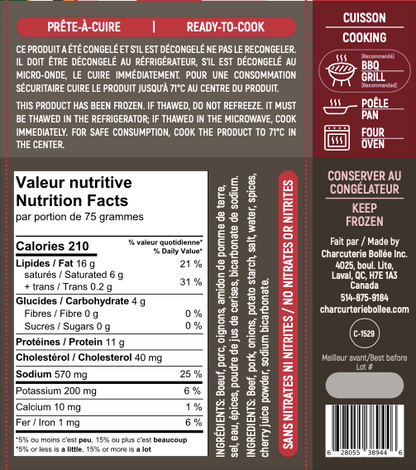 Burger Régulier: Bœuf et Porc