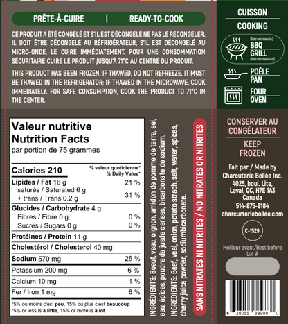 Chevaps Doux: 50% Boeuf et 50% Veau