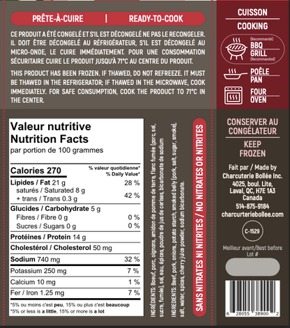 Chevap’s Enrober de Bacon: 70% Boeuf et 30% Porc