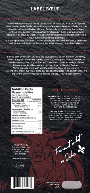 Saucisson sec de Boeuf: Chorizo